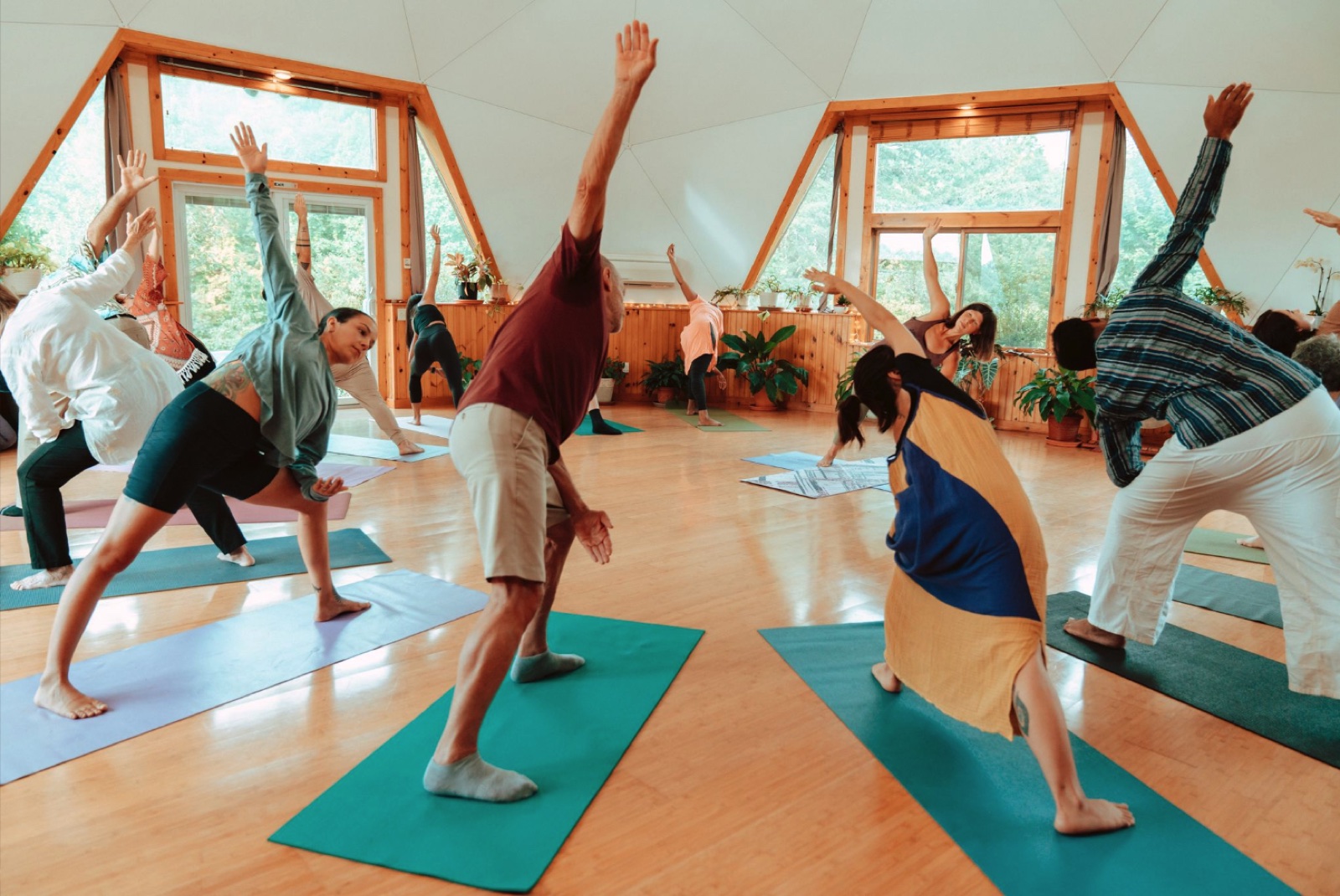 Yoga class group session